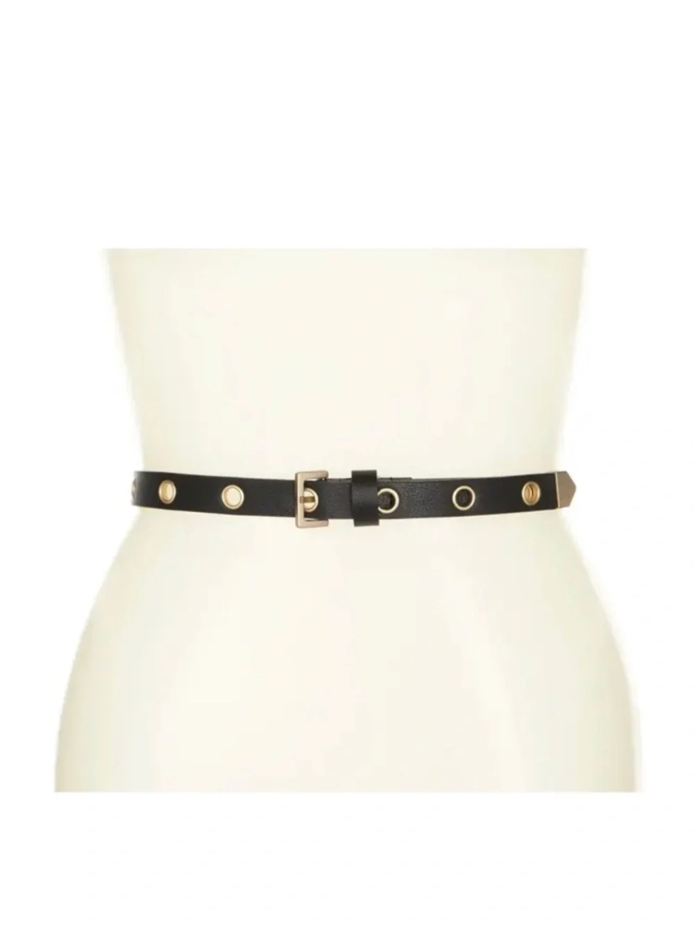 NWOT AllSaints Black Vegan Leather 18mm Eyelet Belt